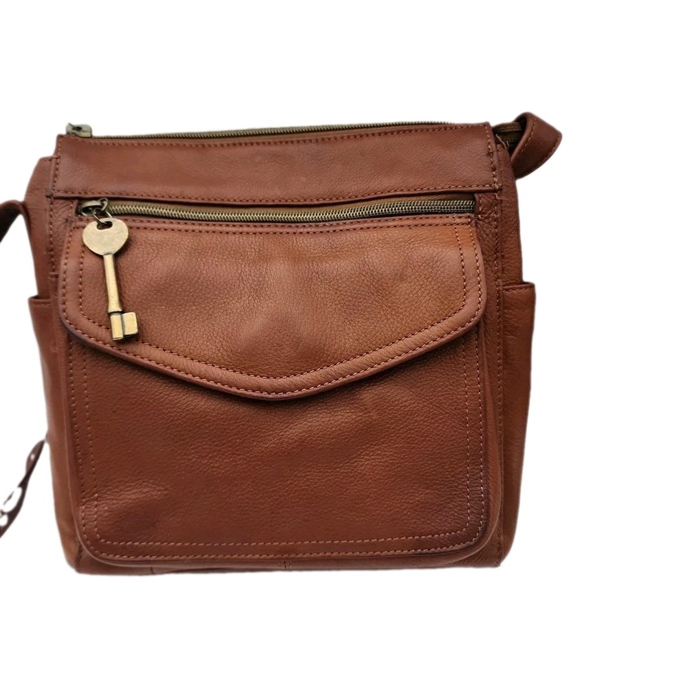 Fossil Ryder Satchel, Brown Leather Crossbody 9.5"x8.5"x3"